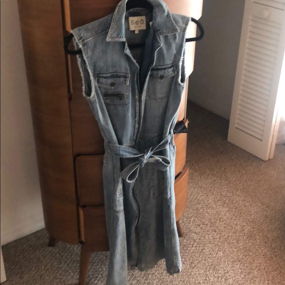 Sea Sleeveless Denim Midi Dress in Light Blue